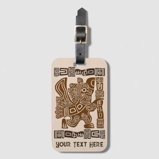 Aztec Eagle Warrior Tribal Alte Kunst Gepäckanhänger (Vorderseite Vertikal)