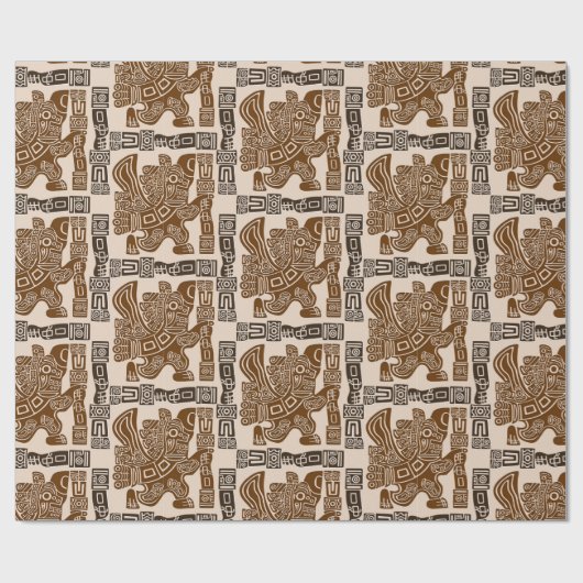 Aztec Eagle Warrior Tribal Alte Kunst Geschenkpapier (Flach)