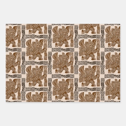 Aztec Eagle Warrior Tribal Alte Kunst Geschenkpapier Set (Vorderseite 3)