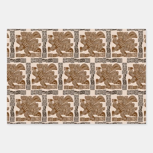 Aztec Eagle Warrior Tribal Alte Kunst Geschenkpapier Set (Vorderseite)