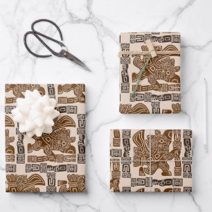 Aztec Eagle Warrior Tribal Alte Kunst Geschenkpapier Set
