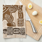 Aztec Eagle Warrior Tribal Alte Kunst Geschirrtuch (Viertel Falte)