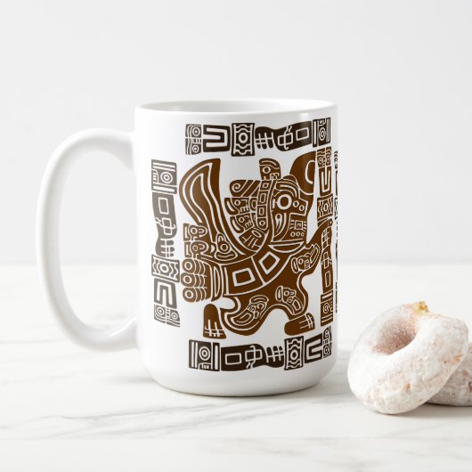 Aztec Eagle Warrior Tribal Alte Kunst Kaffeetasse (Mit Donut)