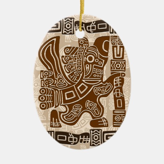 Aztec Eagle Warrior Tribal Alte Kunst Keramik Ornament (Vorne)