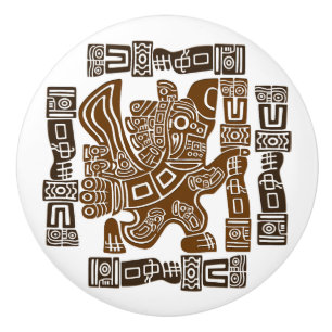 Aztec Eagle Warrior Tribal Alte Kunst Keramikknauf