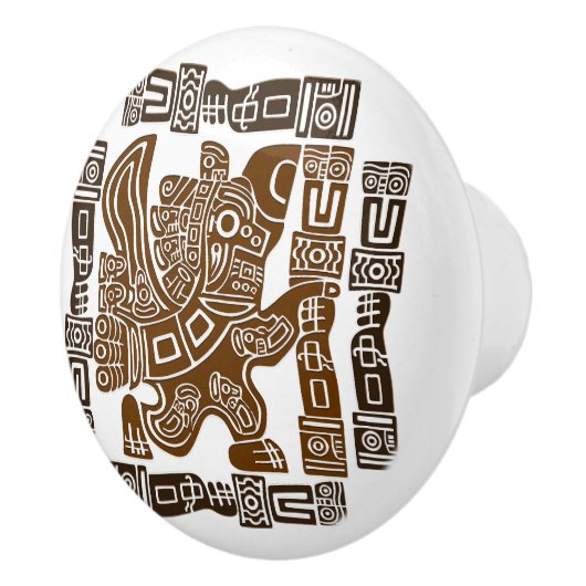 Aztec Eagle Warrior Tribal Alte Kunst Keramikknauf (Rechts)