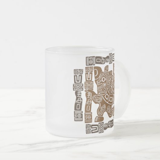 Aztec Eagle Warrior Tribal Alte Kunst Mattglastasse (VorderseiteRechts)