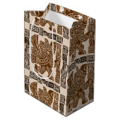 Aztec Eagle Warrior Tribal Alte Kunst Mittlere Geschenktüte (Rückseite Schrägansicht)