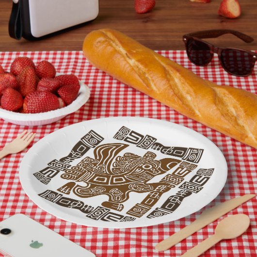 Aztec Eagle Warrior Tribal Alte Kunst Pappteller (Picknick)