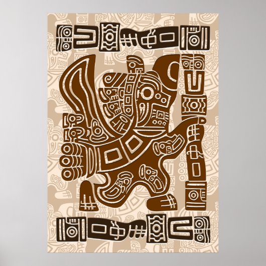 Aztec Eagle Warrior Tribal Alte Kunst Poster (Vorne)
