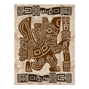 Aztec Eagle Warrior Tribal Alte Kunst Poster