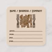 Aztec Eagle Warrior Tribal Alte Kunst Quadratische Visitenkarte (Rückseite)