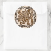 Aztec Eagle Warrior Tribal Alte Kunst Runder Aufkleber (Tasche)