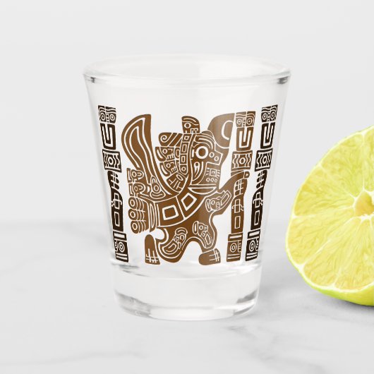 Aztec Eagle Warrior Tribal Alte Kunst Schnapsglas (Vorderseite)