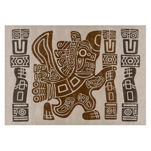 Aztec Eagle Warrior Tribal Alte Kunst Schneidebrett (Vorderseite)