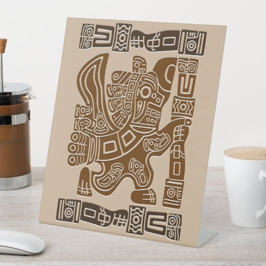 Aztec Eagle Warrior Tribal Alte Kunst Sockelschild (In Situ)