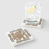 Aztec Eagle Warrior Tribal Alte Kunst Steinuntersetzer (Seitenansicht)