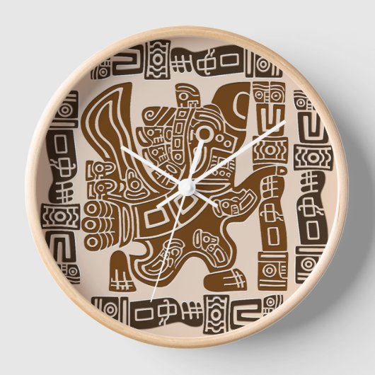 Aztec Eagle Warrior Tribal Alte Kunst Uhr (Vorderseite)