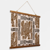 Aztec Eagle Warrior Tribal Alte Kunst Wandteppich Mit Holzrahmen (Gewinkelt)