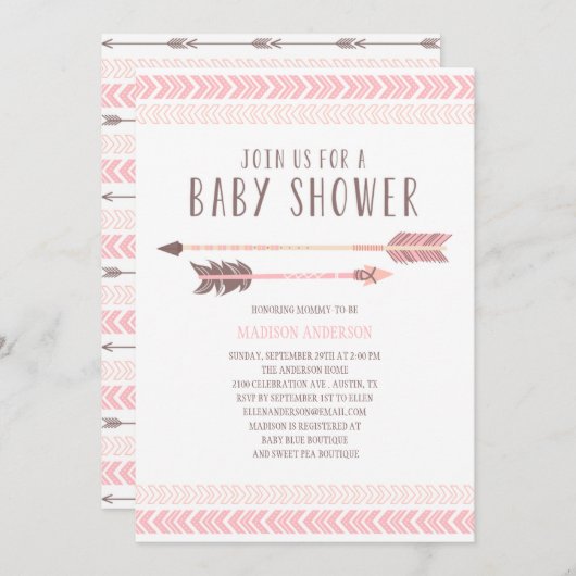 Aztec | Einladung der Babydusche (Vorne/Hinten)