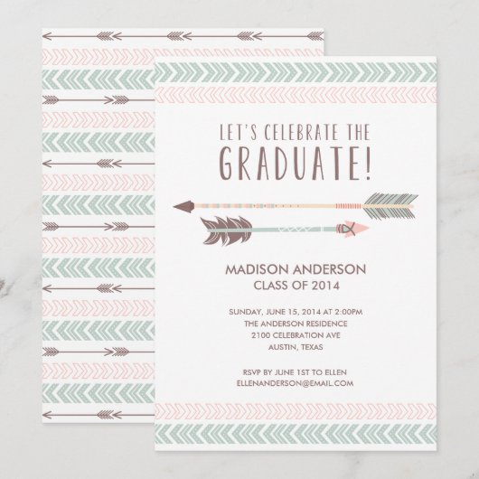 Aztec| Einladung zur Graduierung (Vorne/Hinten)