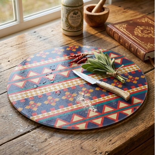 Aztec Elegance | Glasschneidplatte Schneidebrett