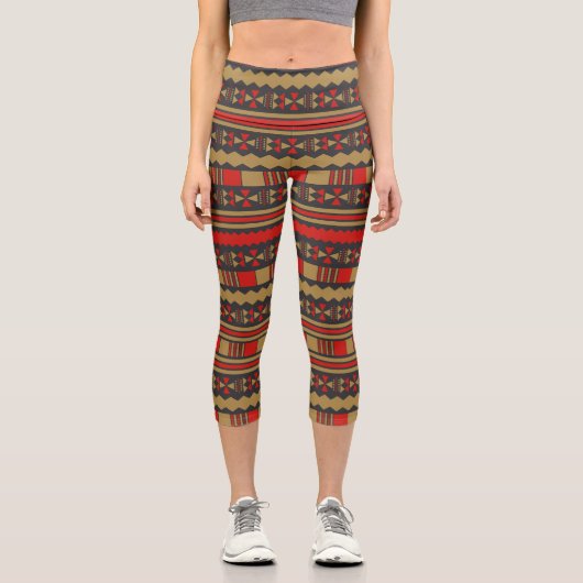 Aztec-Elemente Capri Leggings (Vorderseite)