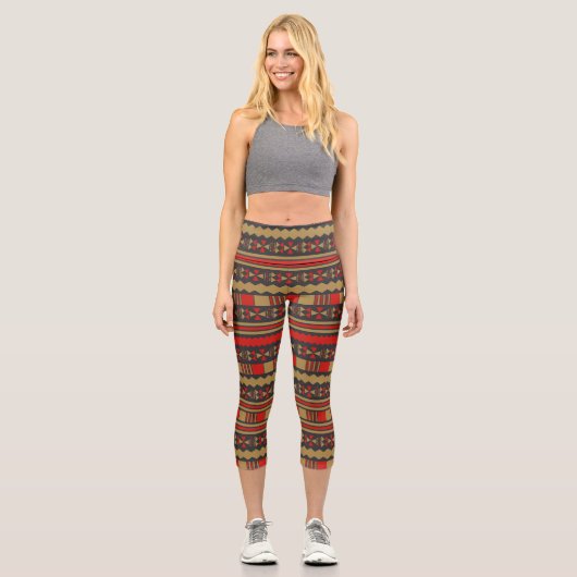 Aztec-Elemente Capri Leggings (Vorderseite)