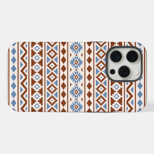 Aztec Essence Muster II Rust Blue Creme iPhone Hülle (Rückseite (Horizontal))