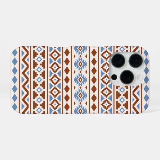 Aztec Essence Muster II Rust Blue Creme iPhone Hülle (Rückseite (Horizontal))