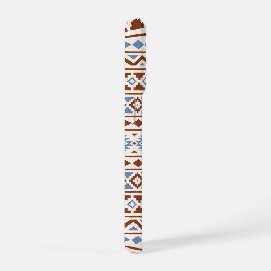 Aztec Essence Muster II Rust Blue Creme iPhone Hülle (Rechte Seite)