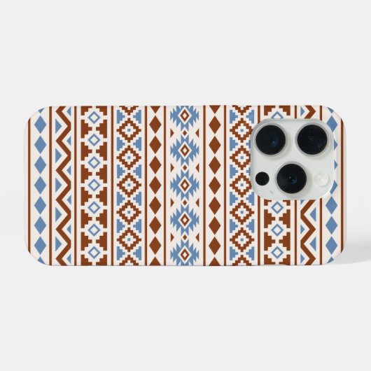 Aztec Essence Muster II Rust Blue Creme iPhone Hülle (Rückseite (Horizontal))