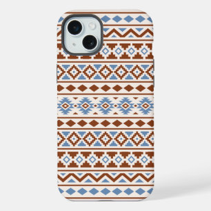 Aztec Essence Muster II Rust Blue Creme iPhone 15 Plus Hülle