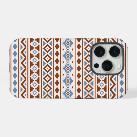 Aztec Essence Muster II Rust Blue Creme iPhone Hülle (Rückseite (Horizontal))