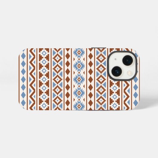 Aztec Essence Muster II Rust Blue Creme iPhone Hülle (Rückseite (Horizontal))