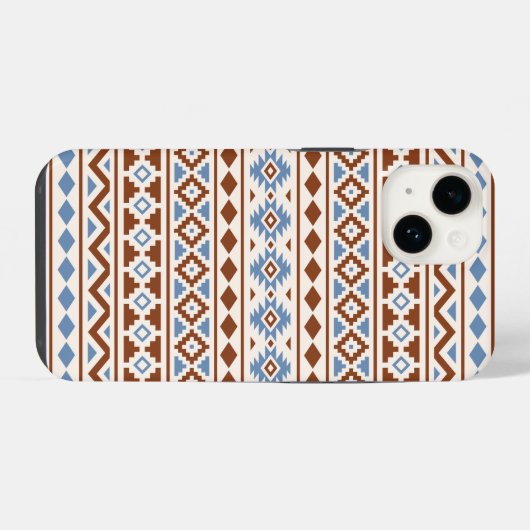 Aztec Essence Muster II Rust Blue Creme iPhone Hülle (Rückseite (Horizontal))