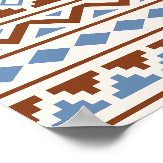 Aztec Essence Muster II Rust Blue Creme Poster (Ecke)
