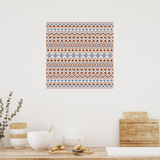 Aztec Essence Muster II Rust Blue Creme Poster (Küche)