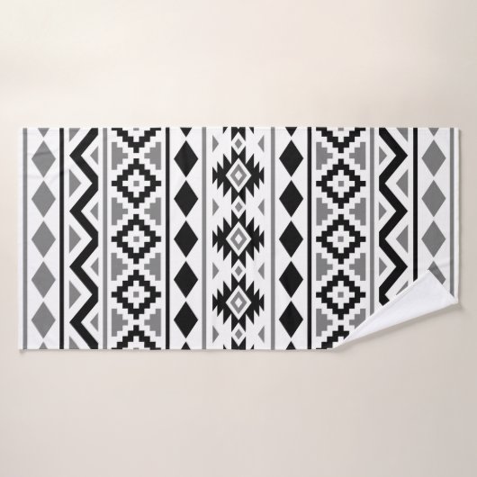 Aztec Essence Muster III Schwarz-weiß Grau Badehandtuch (Badehandtuch)
