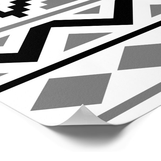 Aztec Essence Muster III Schwarz-weiß Grau Poster (Ecke)