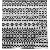 Aztec Essence Pattern II Schwarz auf Weiß Duschvorhang (Vorderseite)