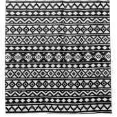 Aztec Essence Pattern II Weiß auf schwarz Duschvorhang (Vorderseite)