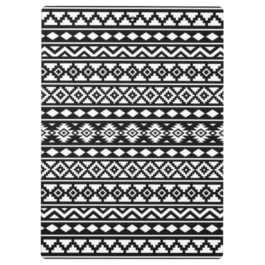 Aztec Essence Pattern II Weiß auf schwarz Klemmbrett (Rückseite)
