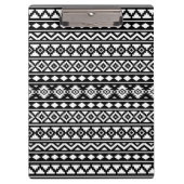 Aztec Essence Pattern II Weiß auf schwarz Klemmbrett (Vorderseite)