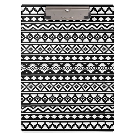 Aztec Essence Pattern II Weiß auf schwarz Klemmbrett (Vorderseite)