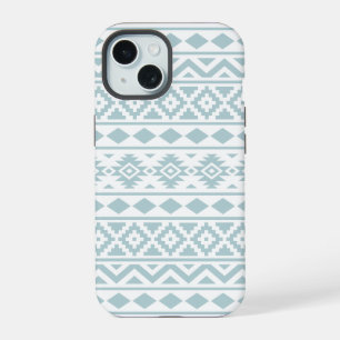 Aztec Essence Ptn III Duck Egg Blue auf Weiß iPhone 15 Hülle