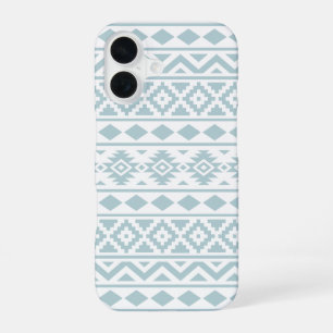 Aztec Essence Ptn III Duck Egg Blue auf Weiß iPhone 16 Hülle