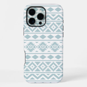 Aztec Essence Ptn III Duck Egg Blue auf Weiß iPhone 16 Pro Max Hülle