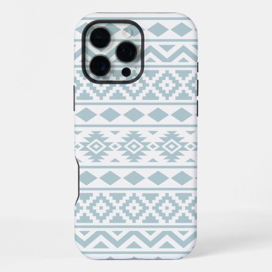 Aztec Essence Ptn III Duck Egg Blue auf Weiß iPhone Hülle (Rückseite)