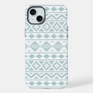 Aztec Essence Ptn III Entenei Blau auf Weiß iPhone 15 Plus Hülle